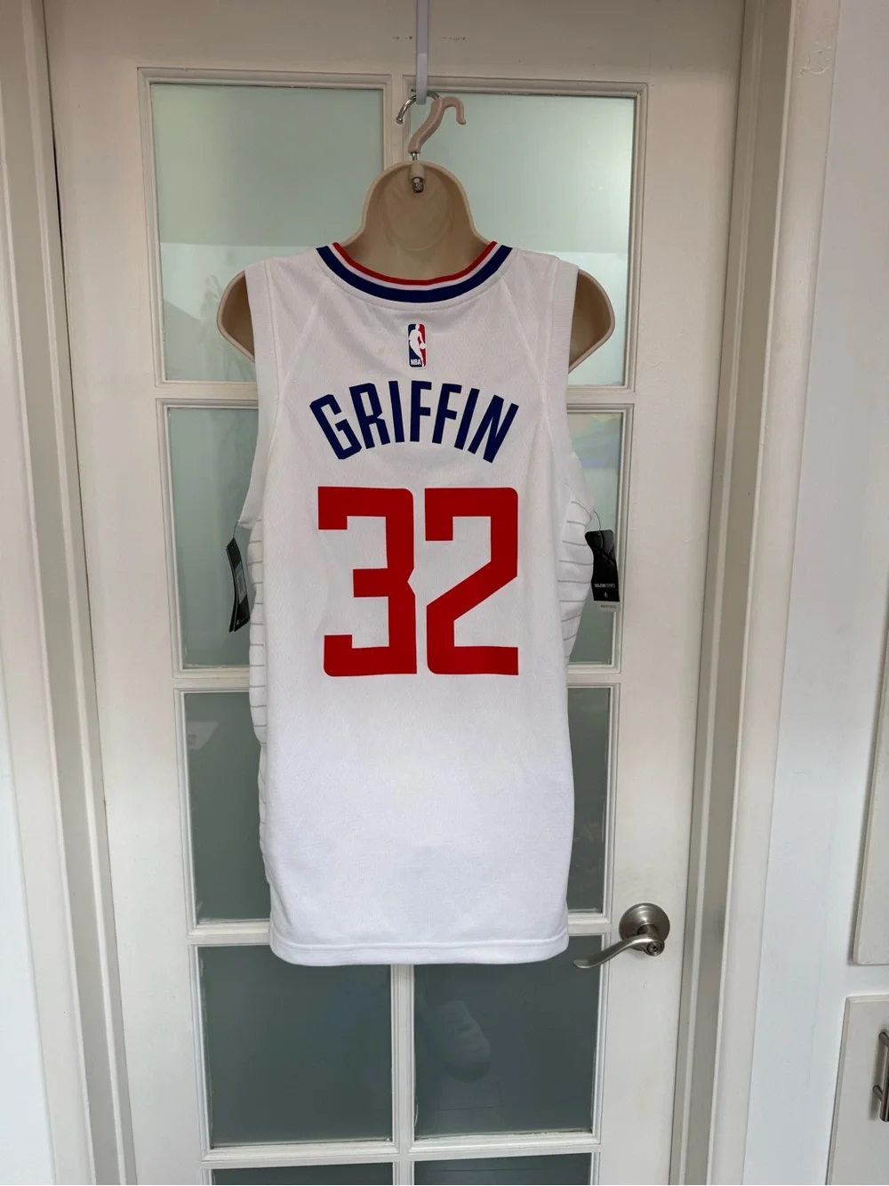 Nike White LA Clippers Jersey #32 with Red and Blue Accents